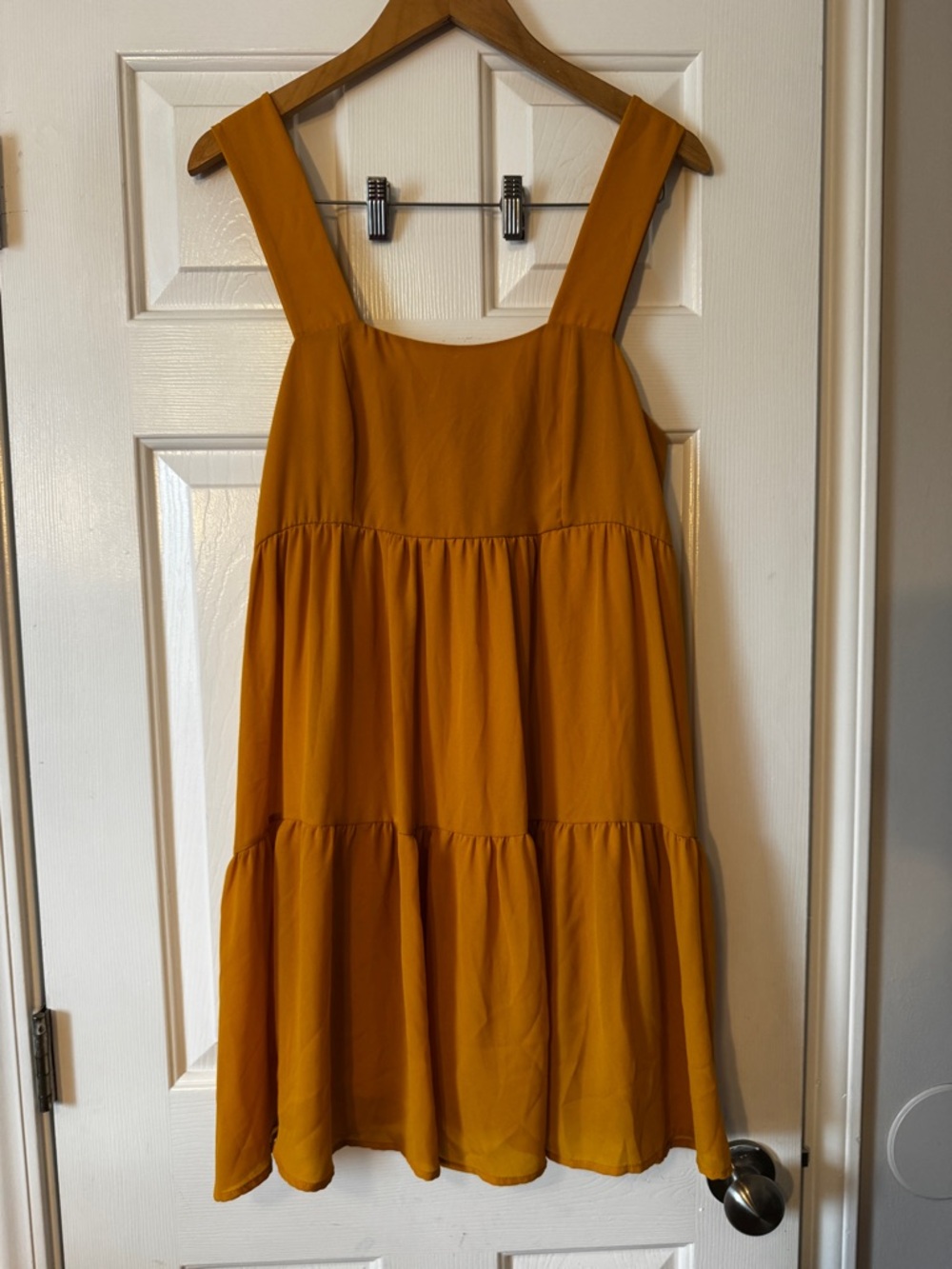 ADRIENNE Mustard Yellow Babydoll Mini Dress - Size Medium